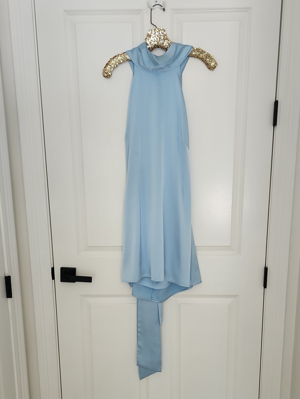 Halter High-Low Evening Dress in Light Blue